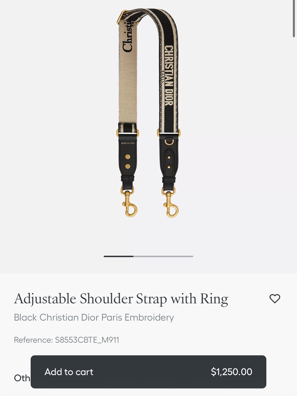 Dior adjustable shoulder strap
